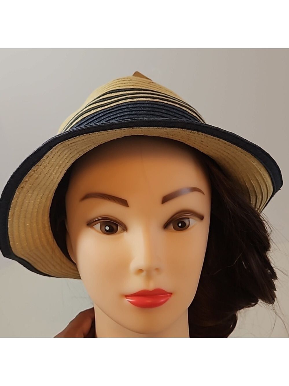 Summer Fedora Hat 100% paper straw Unisex black detail British Style Handmade - Picture 9 of 17